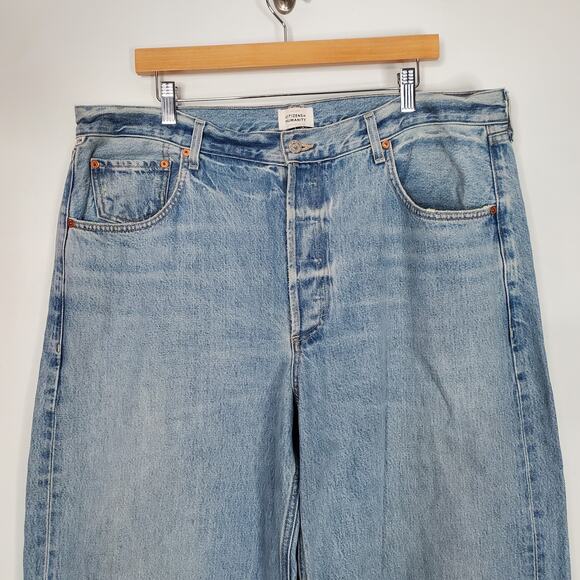 Citizens of Humanity Ayla Baggy Wide Leg Cuffed Crop Jeans Gemini Blue Size 34 - Picture 4 of 13